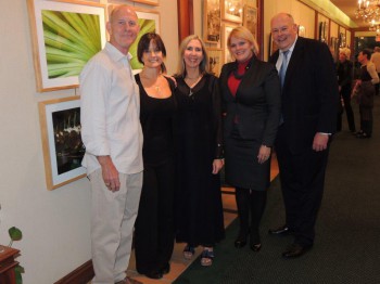 Tom Smith, Mary Scott Russell (President South Miami Chamber of Commerce), Elizabeth Kuehner-Smith, Veronica Flores (Executive VP FNBSM), and Bruce W. MacArthur (Chairman of the Board FNBSM)